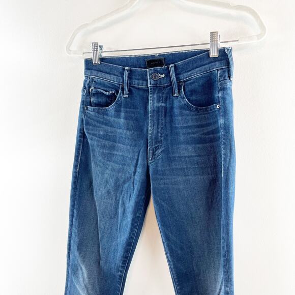 Mother The Insider Crop Step Fray High Rise Jeans Good For You Blue 26 - Picture 11 of 13